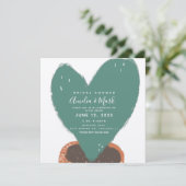 手描きハートサボテン鉢植えブライダルシャワー 招待状 (スタンド正面)