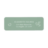 手描きハートセージ緑の赤ちゃんシャワーアドレス ラベル (正面)