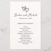 手描きハートドードルモダン結婚式 プログラム (正面)