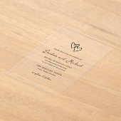 手描きハートドーモダンル結婚ズ アクリル招待状 (レイダウン)