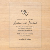 手描きハートドーモダンル結婚ズ アクリル招待状 (正面)