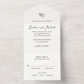 手描きハートドーモダンル結婚ズ オールインワン招待状 (内側)