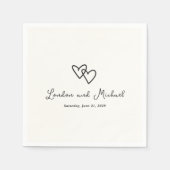 手描きハートドーモダンル結婚ズ スタンダードカクテルナプキン (正面)