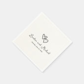 手描きハートドーモダンル結婚ズ スタンダードカクテルナプキン (角)