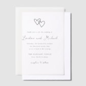 手描きハートドーモダンル結婚ズ ベラム紙招待状 (オフセット)