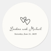 手描きハートドーモダンル結婚ズ ラウンドシール (正面)