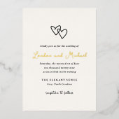 手描きハートドーモダンル結婚ズ 箔招待状 (正面)