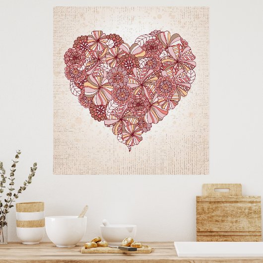 手描きハート ポスター (キッチン)