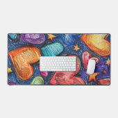 手描きハート&星 デスクマット (キーボード&マウス)