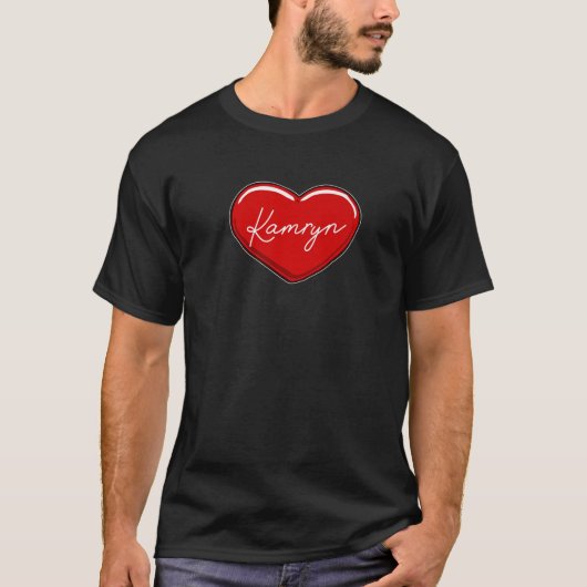 手描きハートKamryn – 私が愛するファーストネームハート Tシャツ (正面)