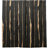 手描きバラストライプ金ゴールドオン暗灰色 シャワーカーテン (正面)