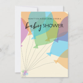 手描きバルーン ベイビーシャワー招待状テンプレート