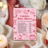 手描きバレンタイン有名人の赤ちゃん名前ゲーム 招待状