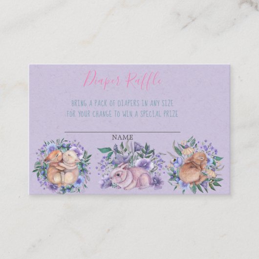 手描きバンニーズパープルおむつラッフル 名刺 (正面)