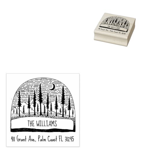 手描きパインズランドスケープファミリー差出人住所 ラバースタンプ (押印)