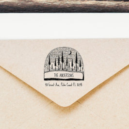 手描きパインズランドスケープファミリー差出人住所 ラバースタンプ