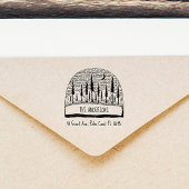 手描きパインズランドスケープファミリー差出人住所 ラバースタンプ