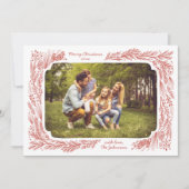 手描きパインフレームクリスマスフォトホリデーカード シーズンカード (正面)