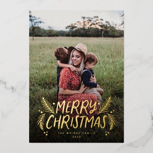 手描きパインベリー 箔シーズンカード (正面)