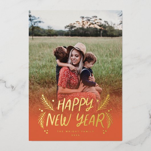 手描きパインベリー 箔シーズンカード (正面)