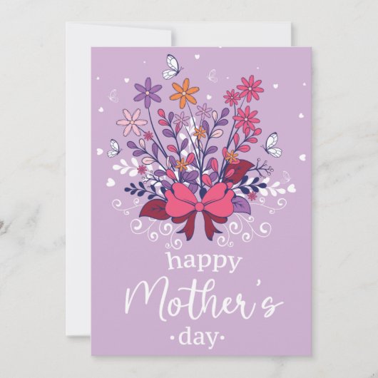 手描きパステルフラワーブーケHappy Mother's Day カード (正面)