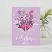 手描きパステルフラワーブーケHappy Mother's Day カード (スタンド正面)