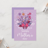 手描きパステルフラワーブーケHappy Mother's Day カード (正面/裏面インサイチュ)