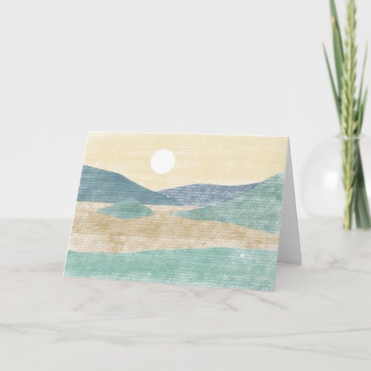 手描きパステルランドスケープグリーティングカード サンキューカード (正面)