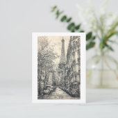 手描きパリのシーン ポストカード (スタンド正面)