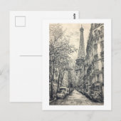 手描きパリのシーン ポストカード (正面/裏面)