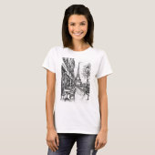 手描きパリのシーン Tシャツ (正面フル)