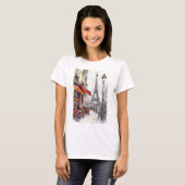 手描きパリのシーン Tシャツ (正面フル)