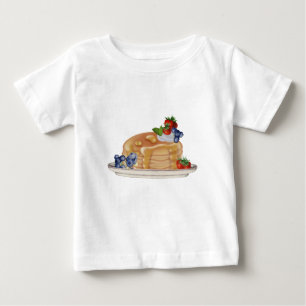 手描きパンケーキとベリーの朝食食品 ベビーTシャツ