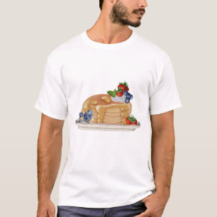 手描きパンケーキとベリーの朝食食品 Tシャツ