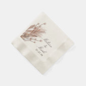 手描きパンパスコットンプラントモノグラム 縁ありカクテルナプキン (角)
