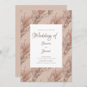 手描きパンパスパターン植物体結婚の 招待状 (正面/裏面)
