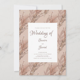 手描きパンパスパターン植物体結婚の 招待状