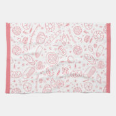 手描きパン屋さんパターン チャラテーマ キッチンタオル (横)