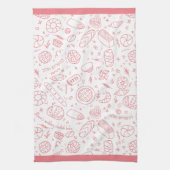 手描きパン屋さんパターン チャラ テーマ キッチンタオル (縦)