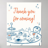 手描きパーティー赤ちゃんシャワーありがとうござ来う ポスター (正面)