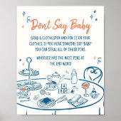 手描きパーティー赤ちゃんシャワー言わないベビー ポスター (正面)