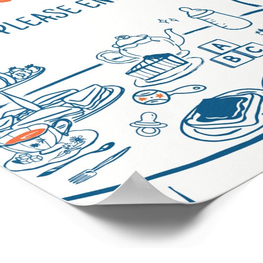 手描きパーティー赤ちゃんシャワー食品 ポスター (角)