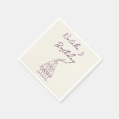 手描きパープルシャンパンタワーバースデーパーティー スタンダードカクテルナプキン (角)