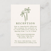 手描きパームツリークリームウェディングレセプション エンクロージャーカード (正面)