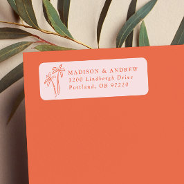 手描きパームツリーズピンク結婚ズ差出人住所 ラベル