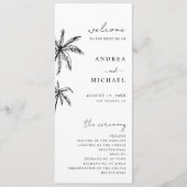 手描きパームツリートロピカルデスティネーションウェディング プログラム (正面)