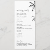 手描きパームツリートロピカルデスティネーションウェディング プログラム (裏面)