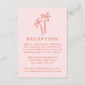 手描きパームツリーピンクの結婚披露宴 エンクロージャーカード (正面)