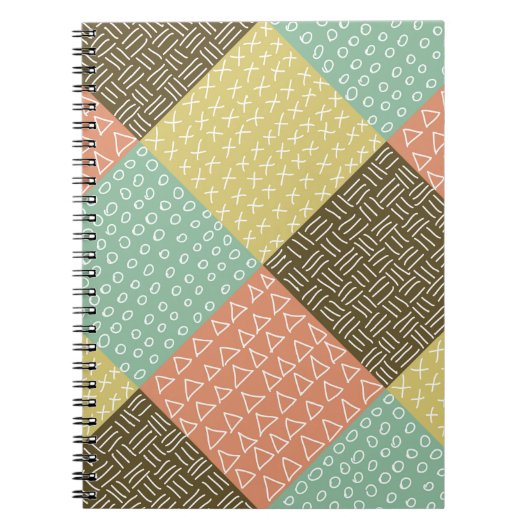 手描きヒッスターの背景を持つシームレスな模様 ノートブック (正面)
