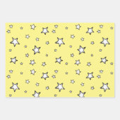 手描きヒツジの星とテディベアのギフトラップ ラッピングペーパーシート (正面2)